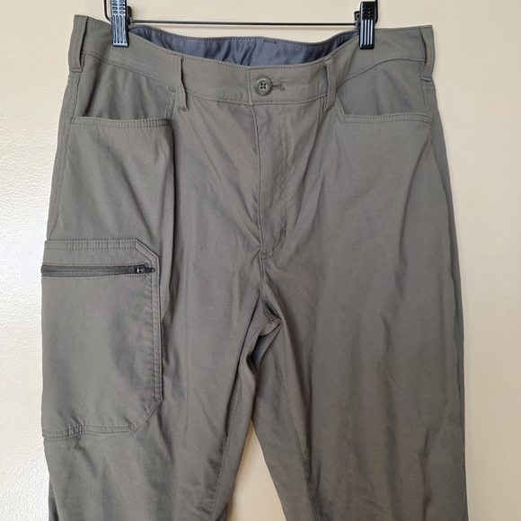 Eddie Bauer Olive Fleece Lined Tech Pants Sz 36×30 Hiking Outdoor Trails Granola - Picture 3 of 16